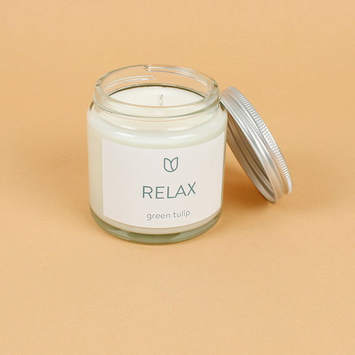 Relax Clear Glass Pharmacy Jar Candle with Lid