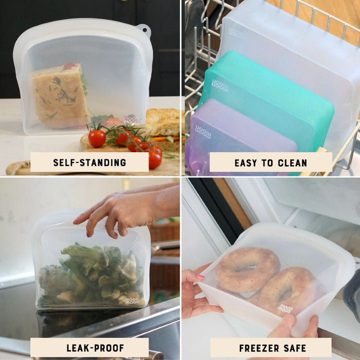 Reusable Silicone Food Bags – XL 2000ml (Set of 2, Clear)