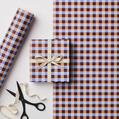 Blue & Burgundy Gingham Gift Wrap