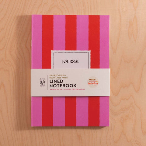A5 Hot Pink Stripe Lined Notebook