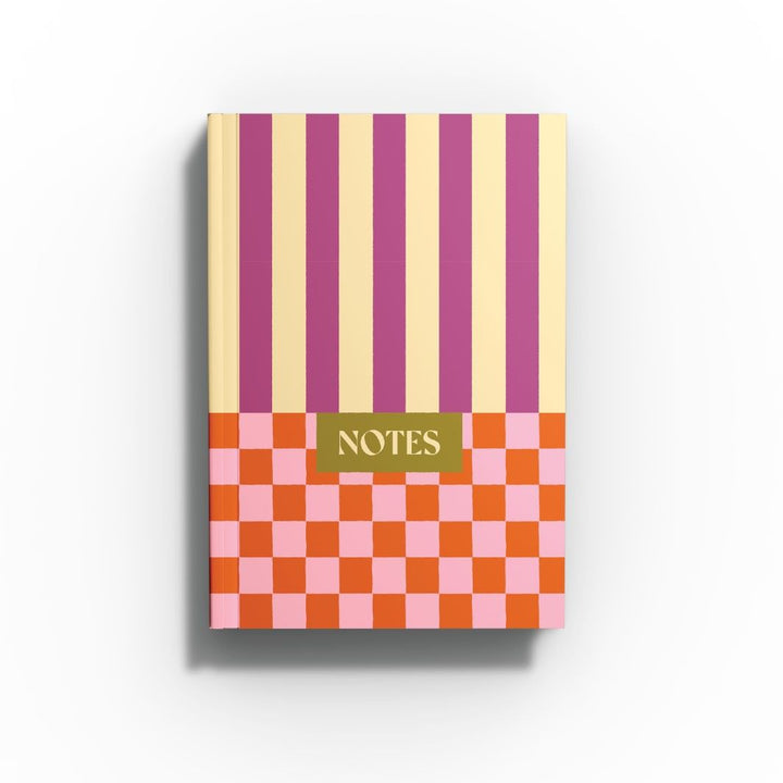A5 Lay Flat Checks & Stripes Lined Notebook