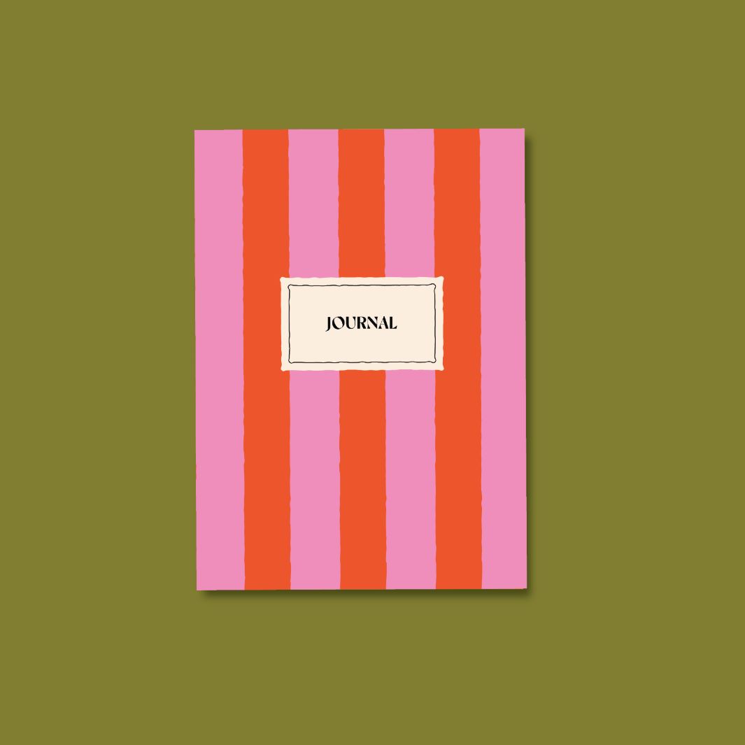 A5 Hot Pink Stripe Lined Notebook