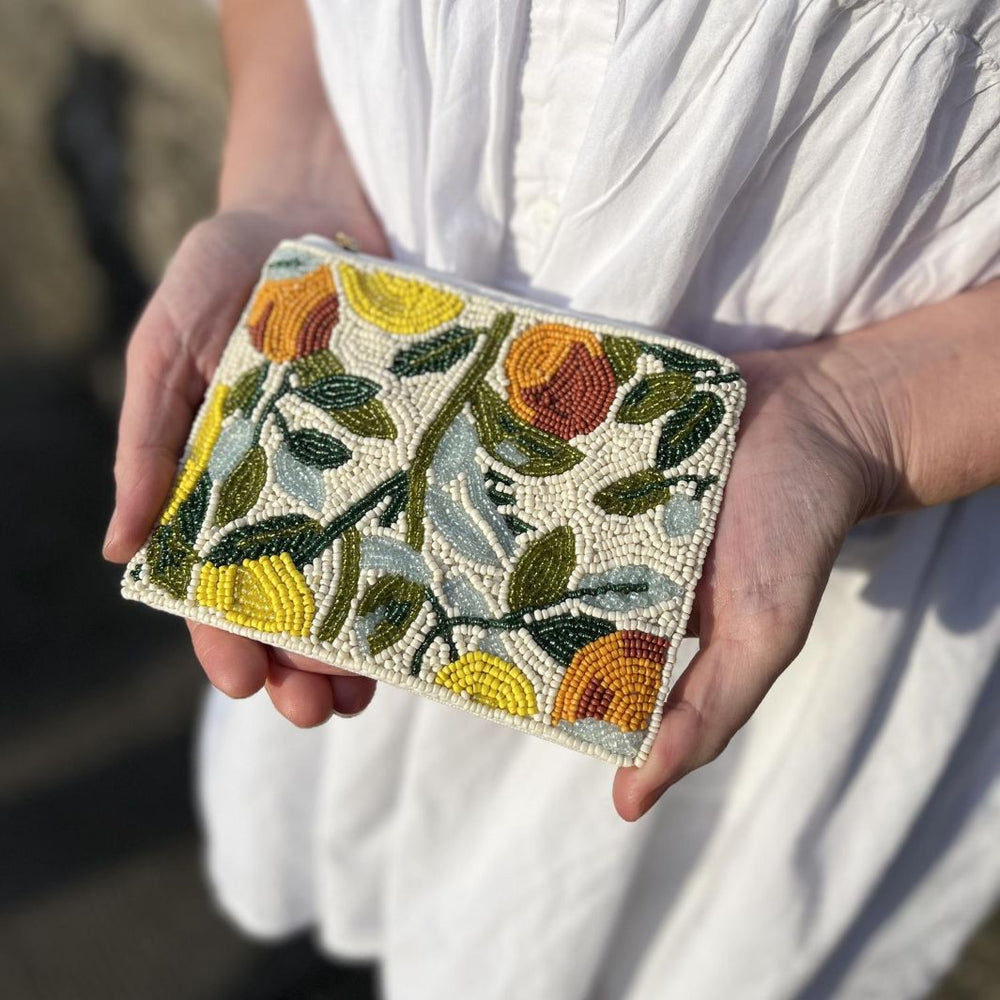 Hand Beaded Orange and Lemon Purse