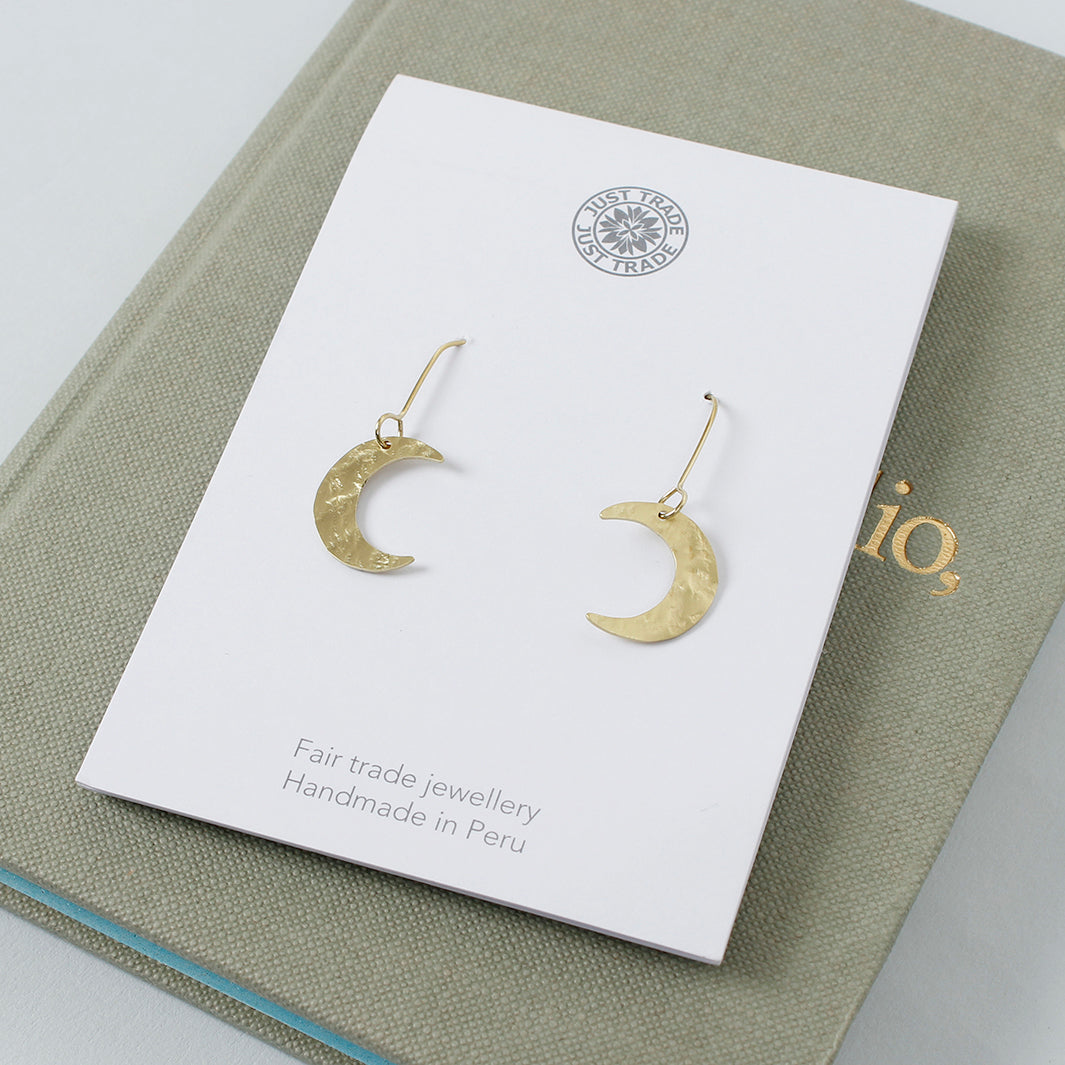 Luna Brass Moon Earrings