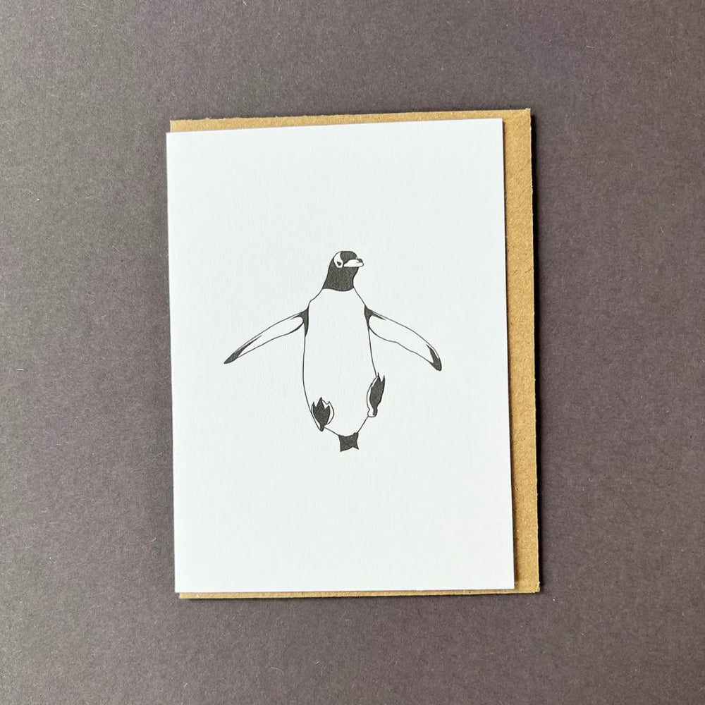 Jumping Gentoo Penguin Notecard