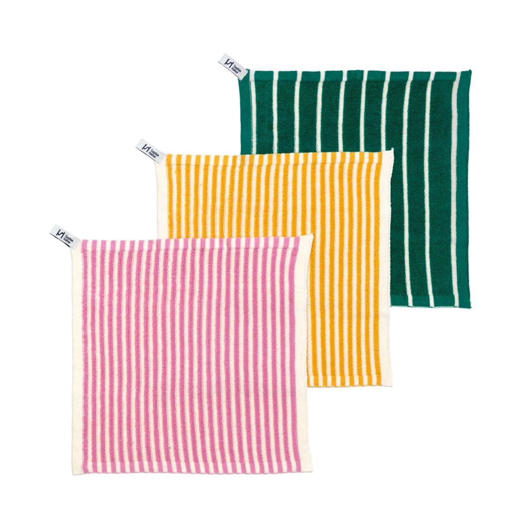Reusable Kids Washcloths – Pink Stripe (Pack of 3)