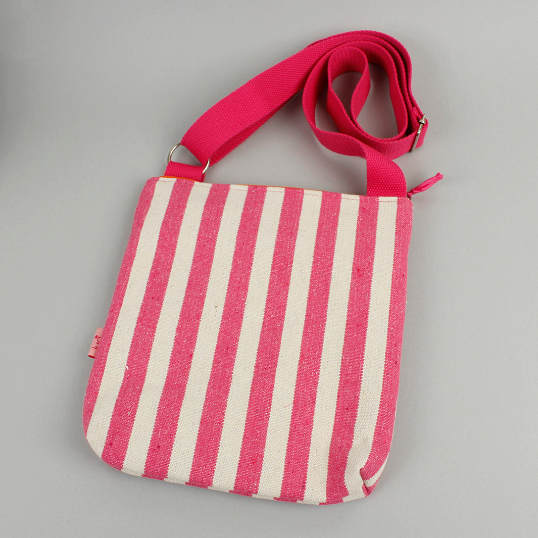 Canvas Pink Stripe Messenger Bag