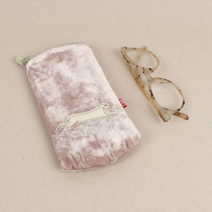 Velvet Embroidered Glasses Purse