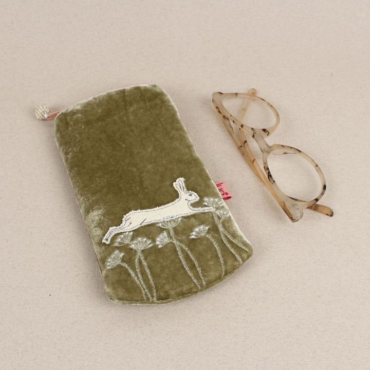 Velvet Embroidered Glasses Purse