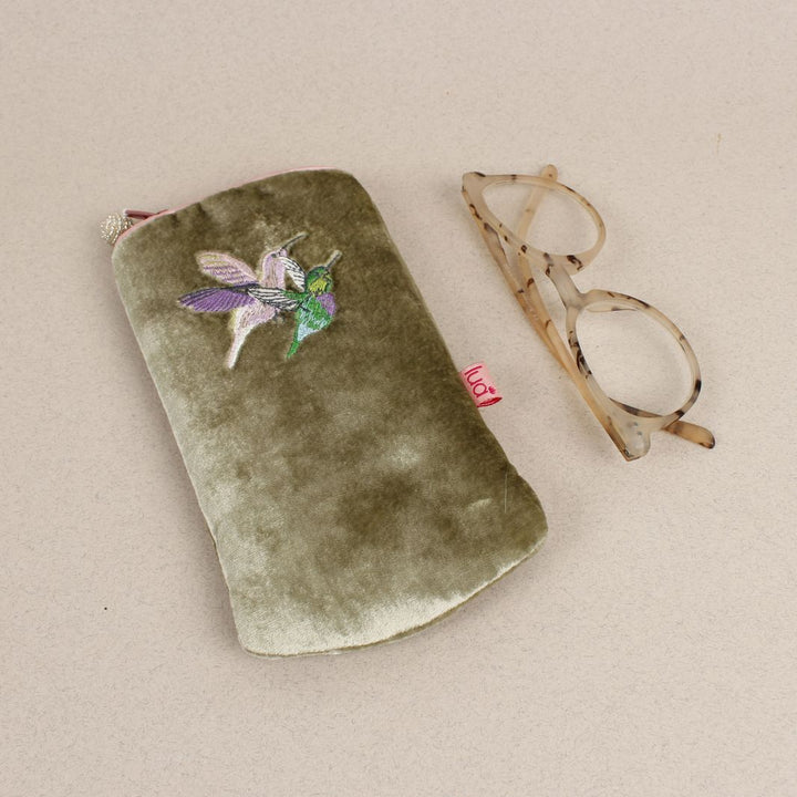 Velvet Embroidered Glasses Purse
