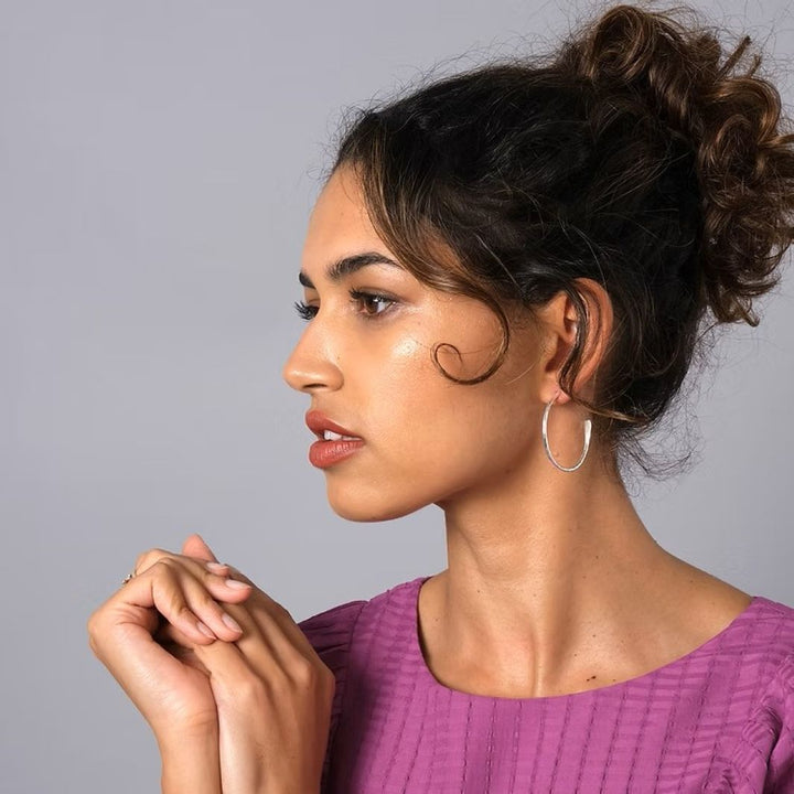 Silver Plated Hoop Earrings - Large