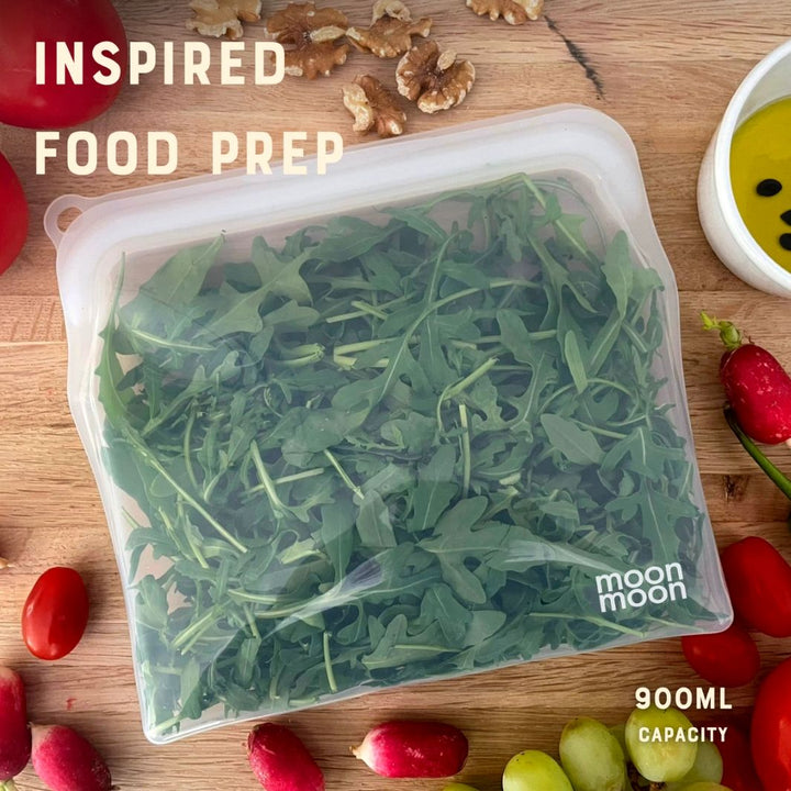 Reusable Silicone Food Bags – Slim 900ml (Set of 2, Clear)