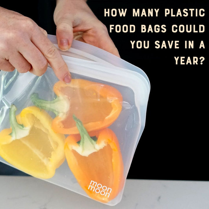 Reusable Silicone Food Bags – Slim 900ml (Set of 2, Clear)
