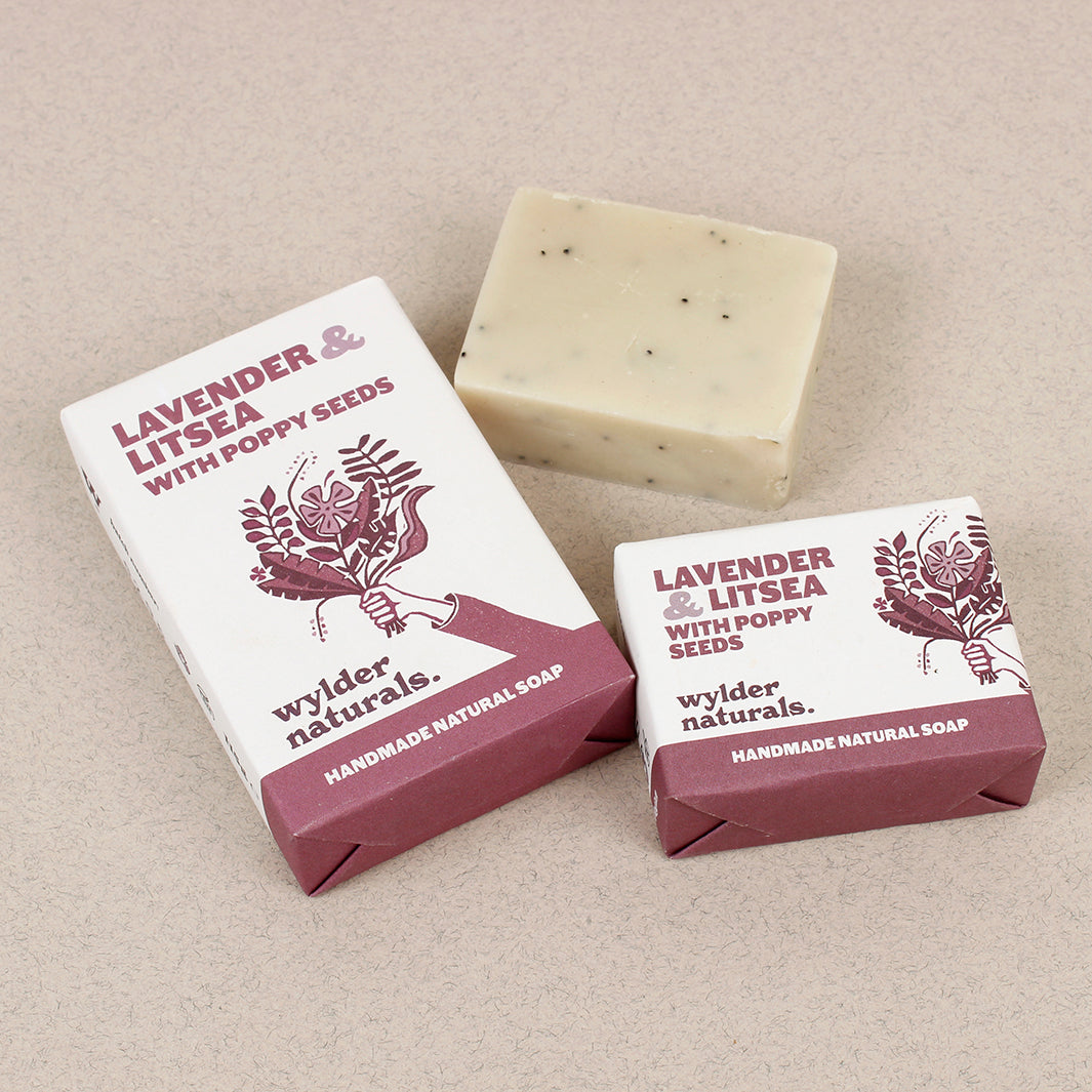 Natural Soap Bar - Lavender & Litsea with Poppy Seeds