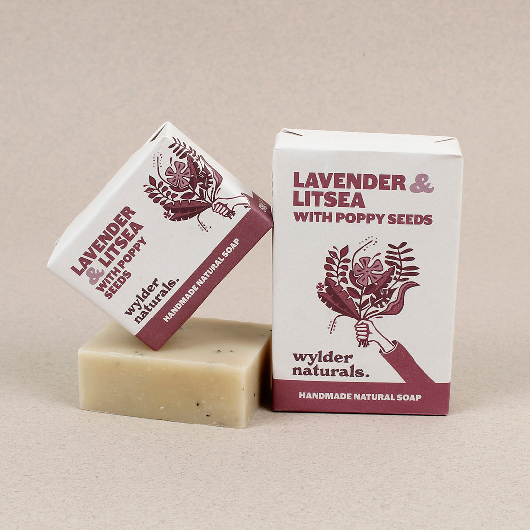 Natural Soap Bar - Lavender & Litsea with Poppy Seeds