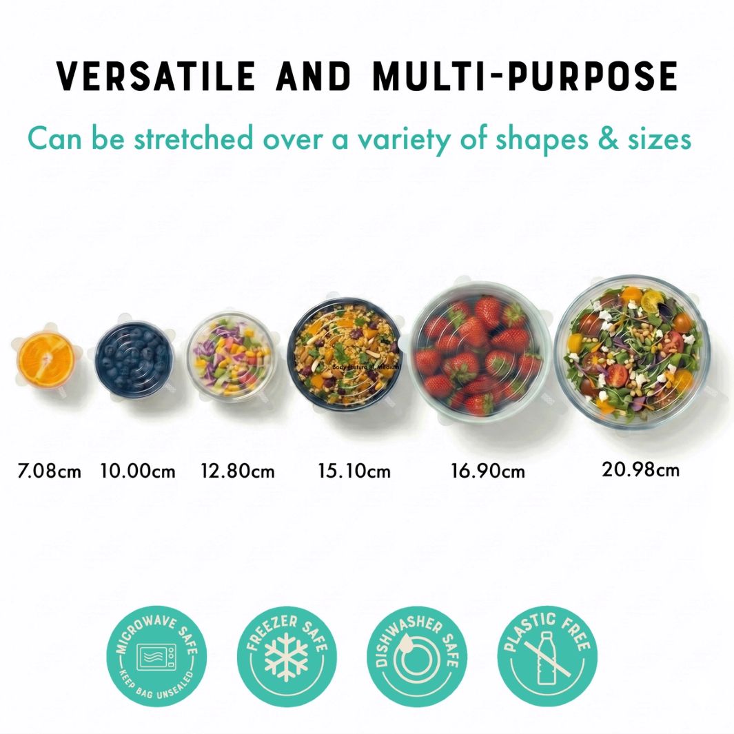 Reusable Silicone Stretch Lids – Set of 6