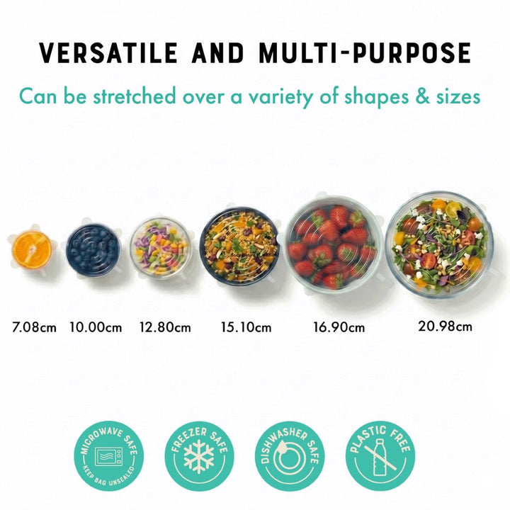Reusable Silicone Stretch Lids – Set of 6