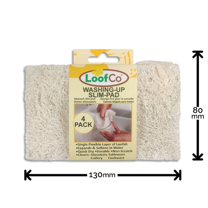 LoofCo Slim Compostable Washing-Up Pads – Pack of 4