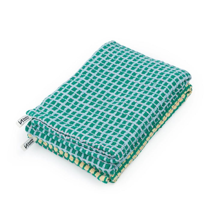 Recycled Cotton Mix Tea Towels - Green/Yellow (Set of 2)