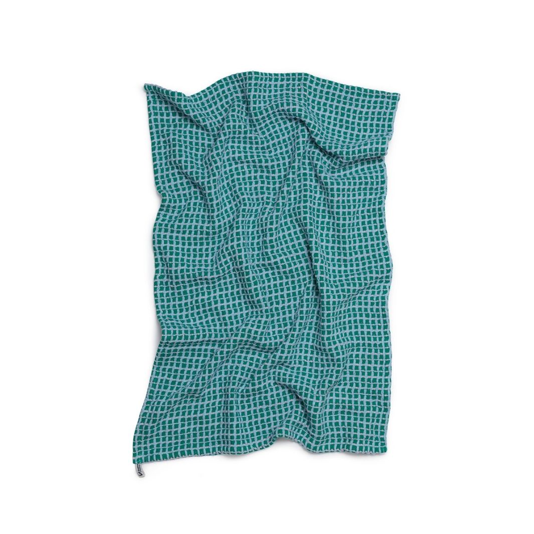 Recycled Cotton Mix Tea Towels - Green/Yellow (Set of 2)