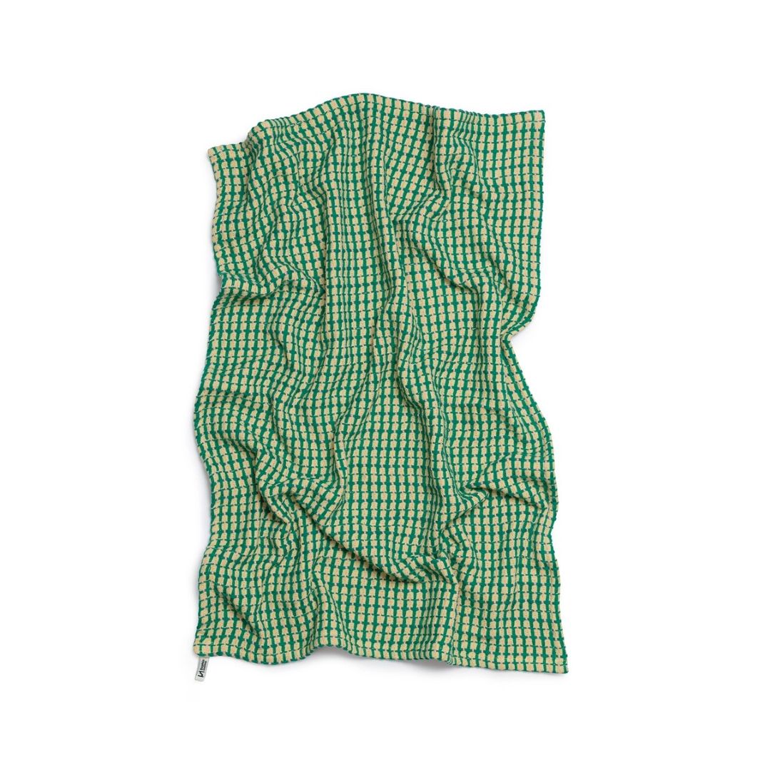 Recycled Cotton Mix Tea Towels - Green/Yellow (Set of 2)
