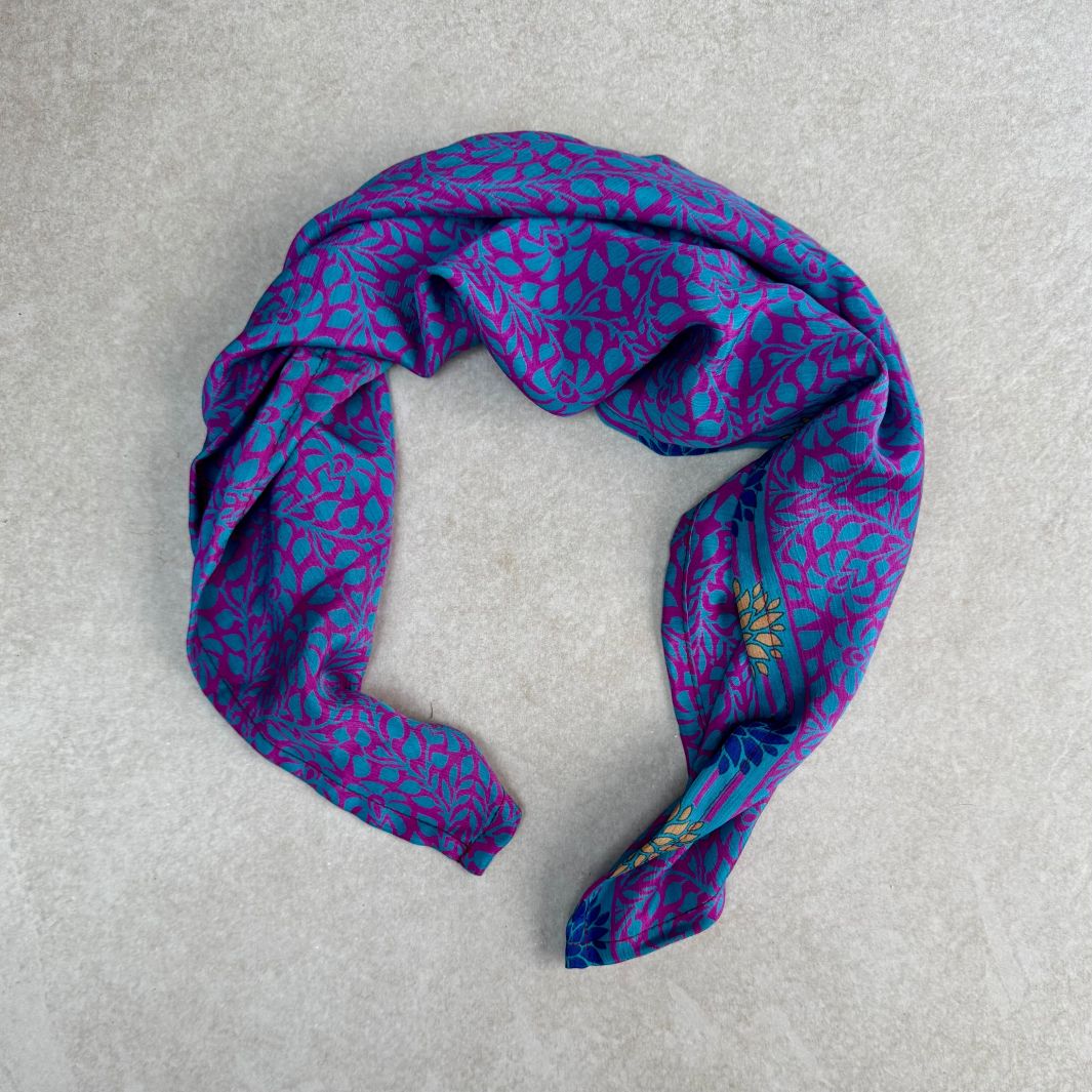 Mohini Upcycled Sari Fabric Square Head/Neck Scarf