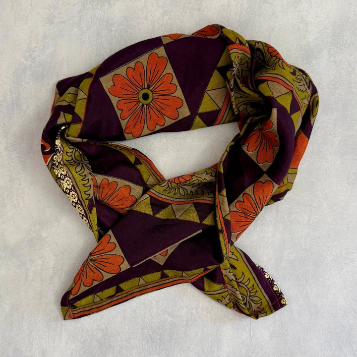 Mohini Upcycled Sari Fabric Square Head/Neck Scarf