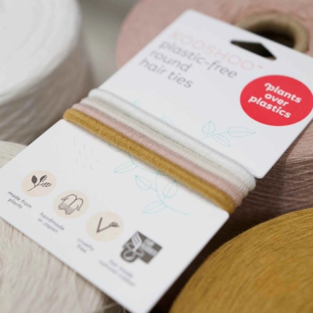 KOOSHOO Mondo Plastic-Free Hair Ties – Golden Fibres (Pack of 4)