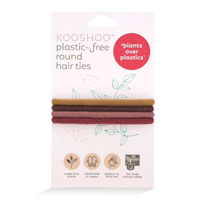 KOOSHOO Mondo Plastic-Free Hair Ties – Warm Earth (Pack of 4)