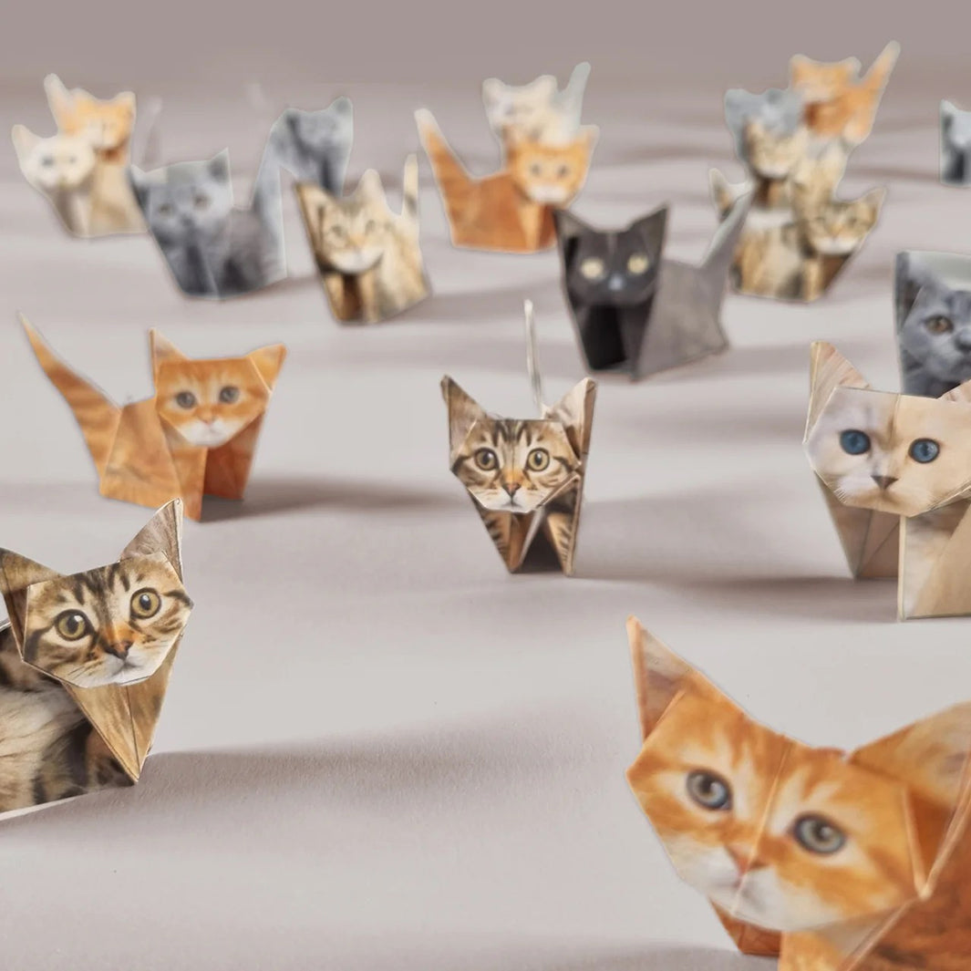Modular Origami Cat Pikkii | Paper Cats Origami Kit – Green Tulip