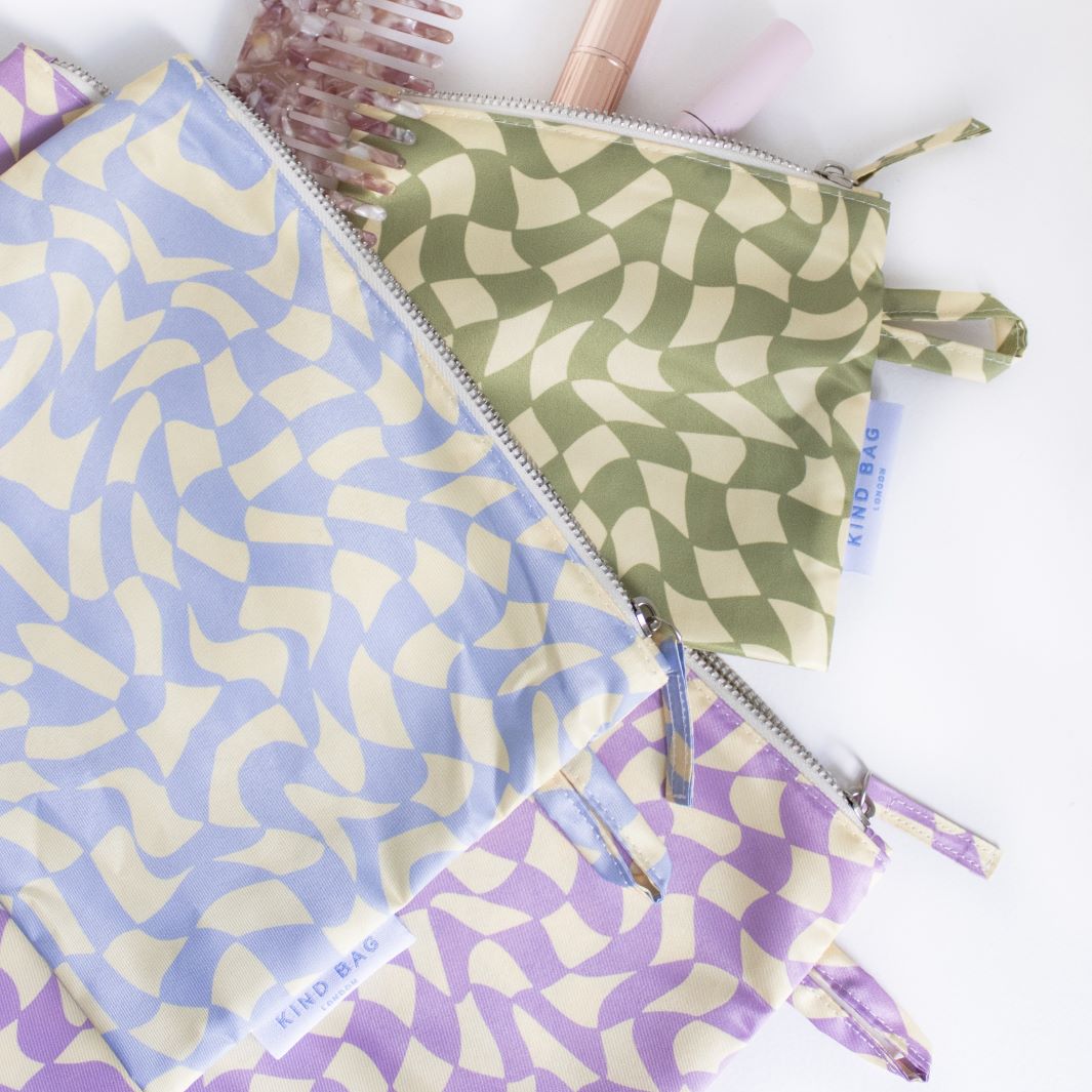 Set of 3 Pouches - Wavy Check – Green Tulip