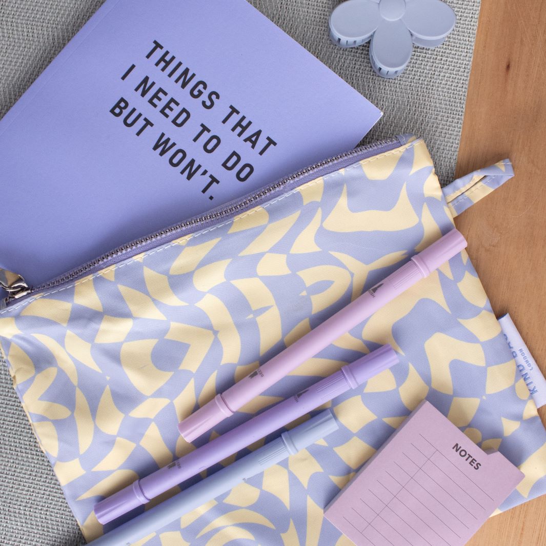 Set of 3 Pouches - Wavy Check