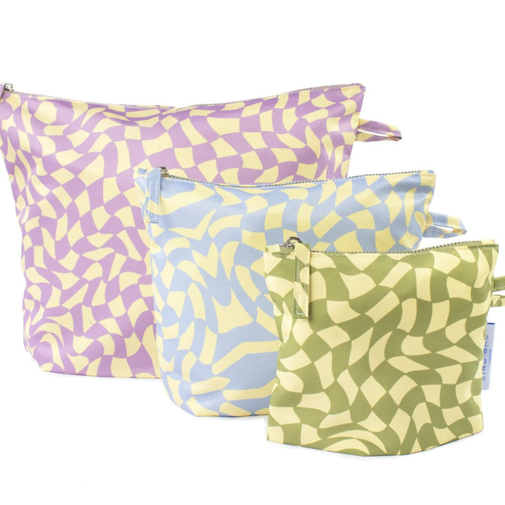 Set of 3 Pouches - Wavy Check
