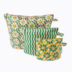 Set of 3 Pouches - Wavy Daisy