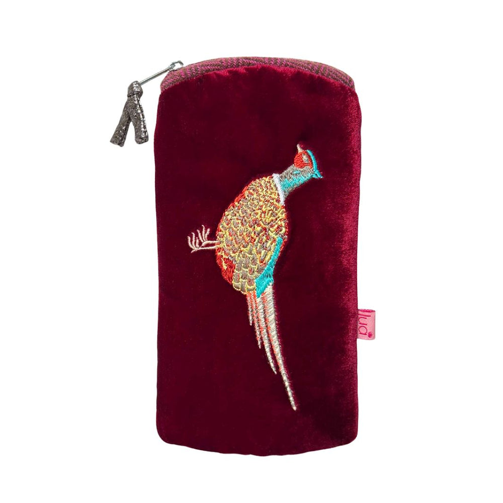 Velvet Embroidered Glasses Purse