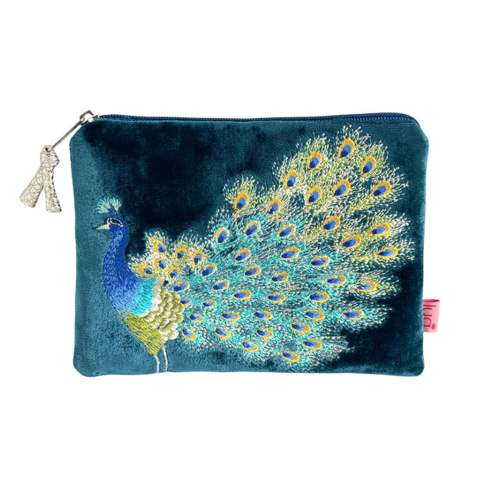 Velvet Embroidered Peacock Purse