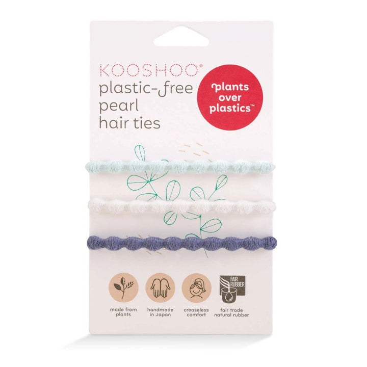 KOOSHOO Pearl Damage-Free Hair Ties – Organic Cotton (Pack of 3)