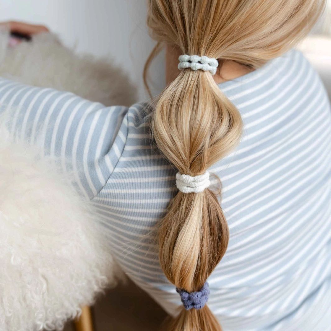 KOOSHOO Pearl Damage-Free Hair Ties – Organic Cotton (Pack of 3)