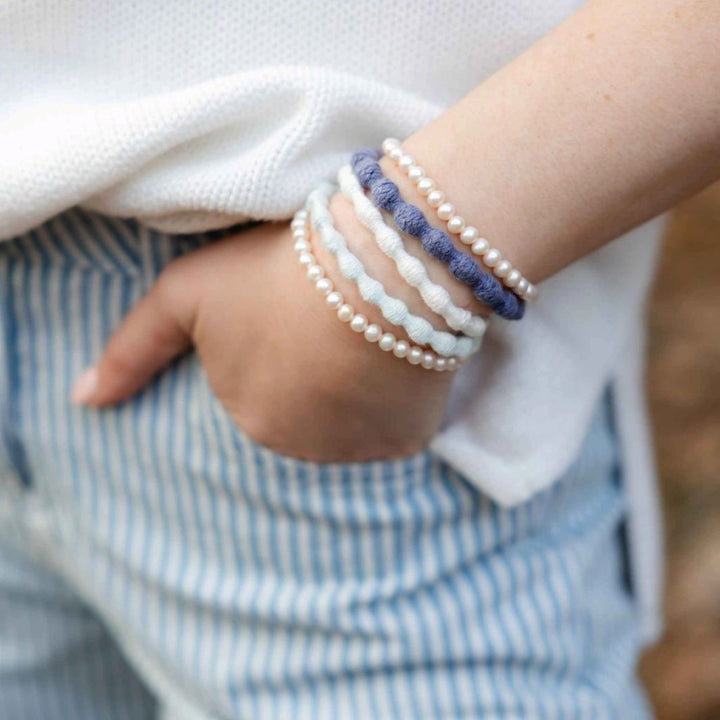 KOOSHOO Pearl Damage-Free Hair Ties – Organic Cotton (Pack of 3)
