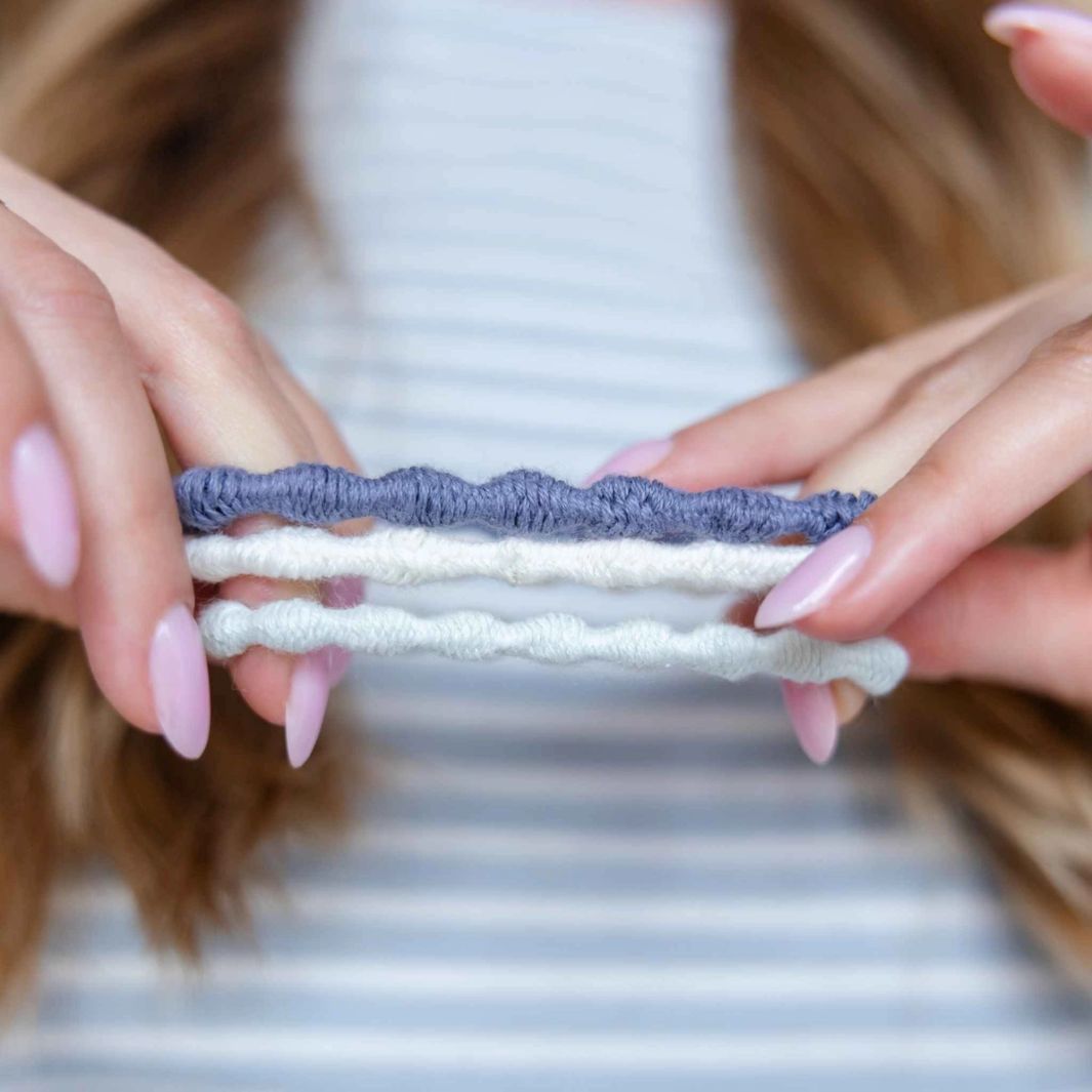 KOOSHOO Pearl Damage-Free Hair Ties – Organic Cotton (Pack of 3)