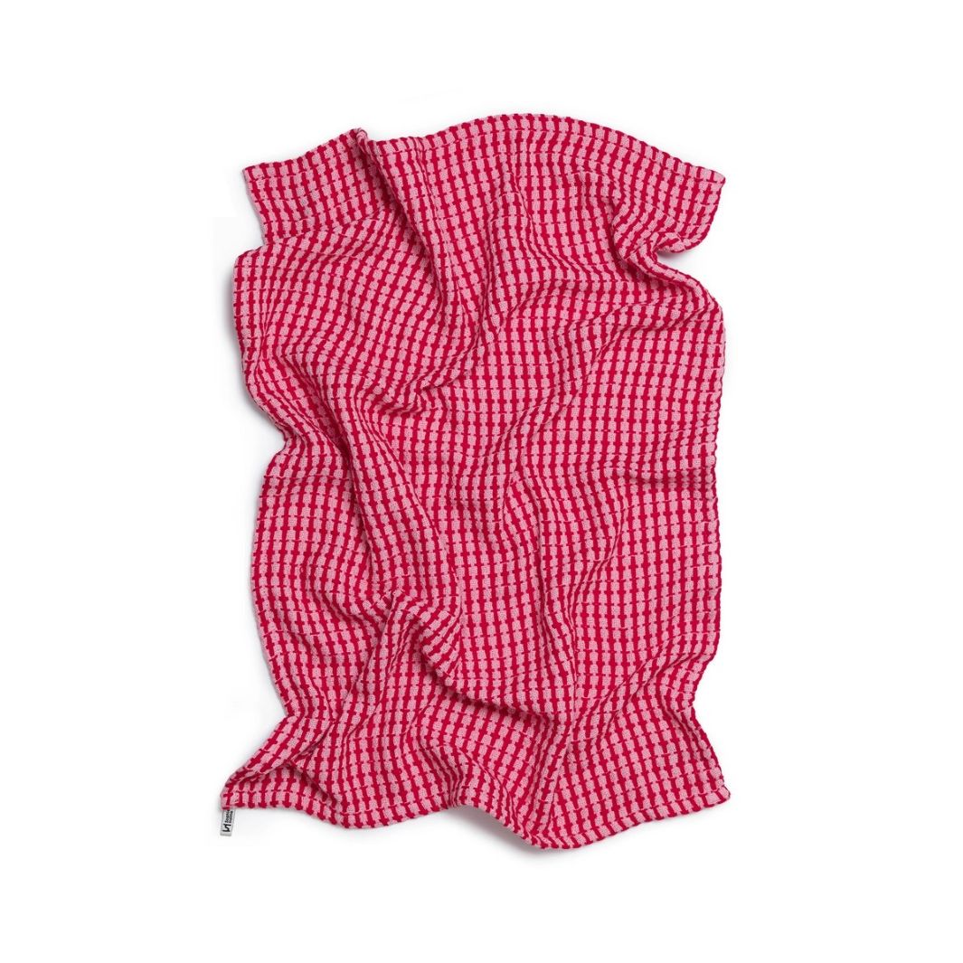 Recycled Cotton Mix Tea Towels - Pink/Red (Set of 2)