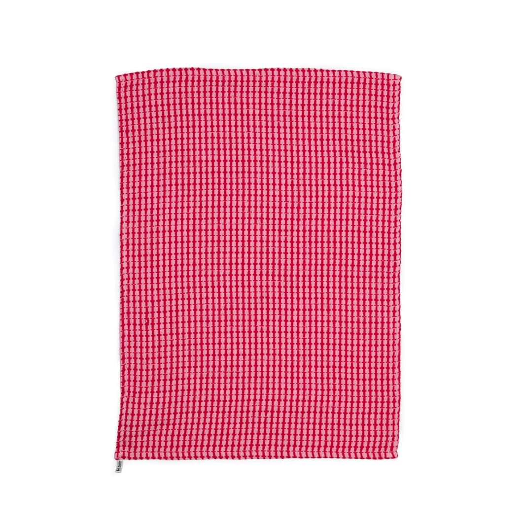 Recycled Cotton Mix Tea Towels - Pink/Red (Set of 2)