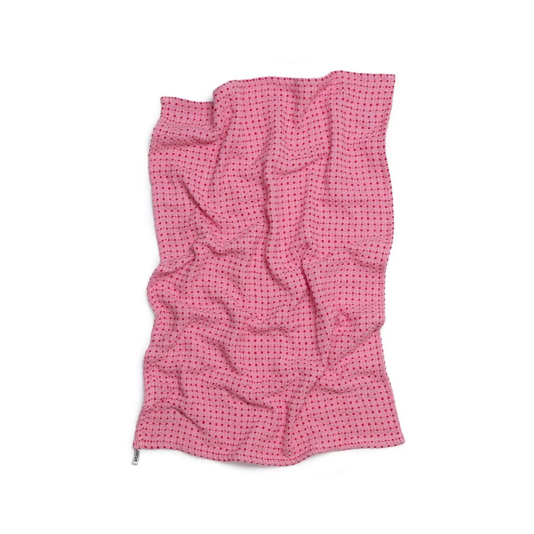 Recycled Cotton Mix Tea Towels - Pink/Red (Set of 2)