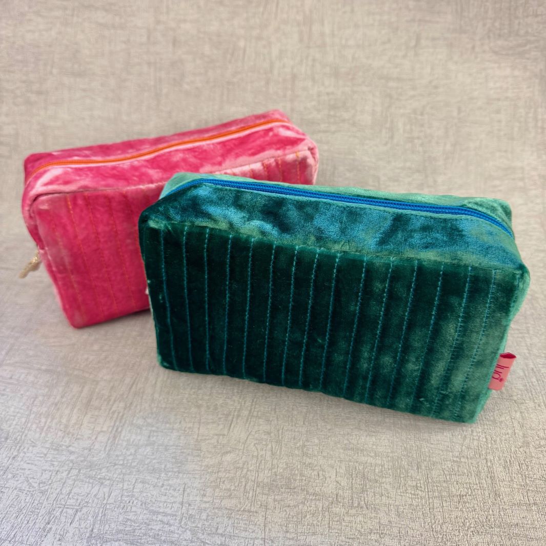 Quilted Velvet Cosmetic Bag