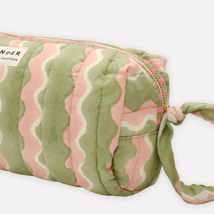 Quilted Wash Bag - Whirly Mint