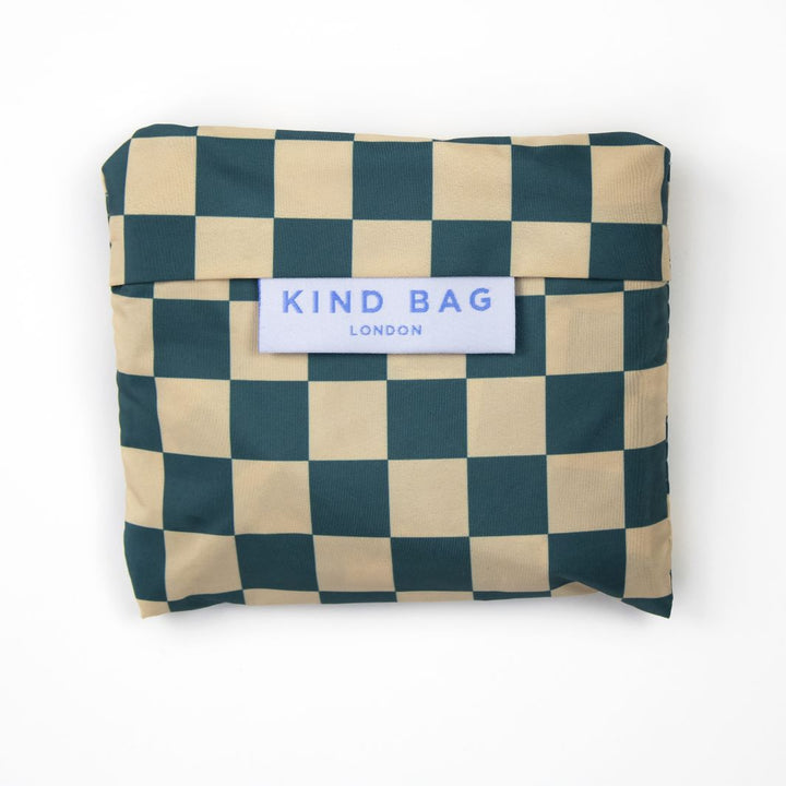 Teal & Beige Checkerboard Reusable Bag