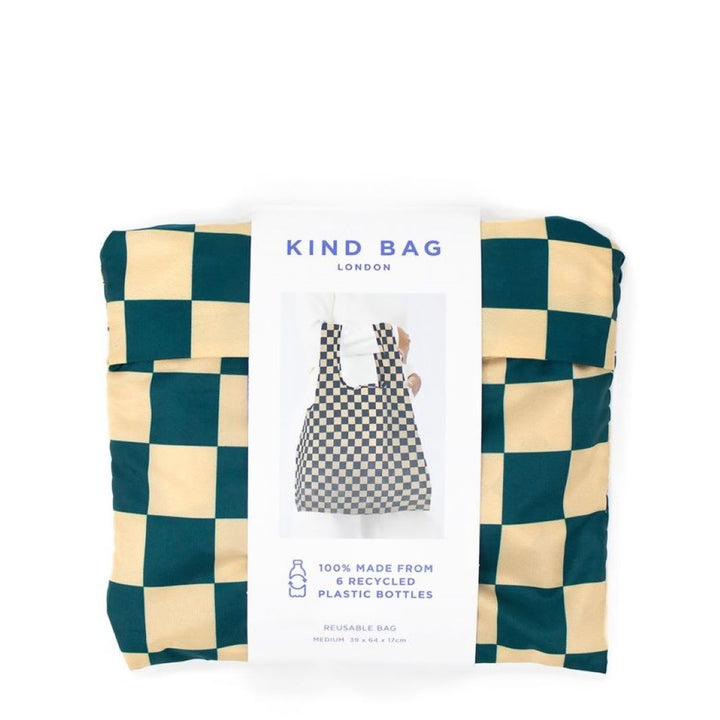 Teal & Beige Checkerboard Reusable Bag
