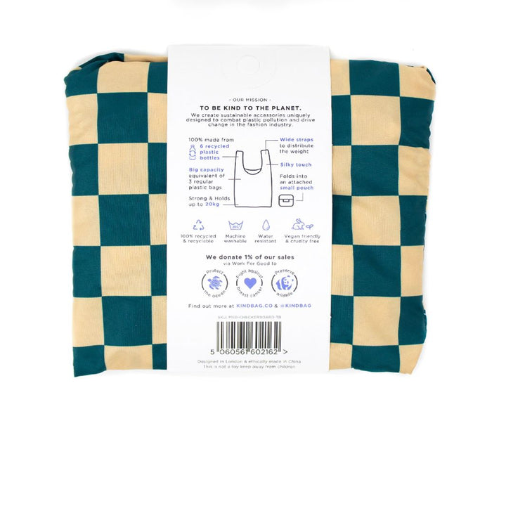 Teal & Beige Checkerboard Reusable Bag