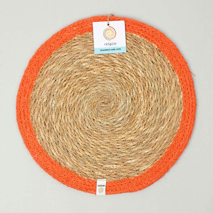 *NQP* Seagrass & Jute Tablemat - Natural/Orange