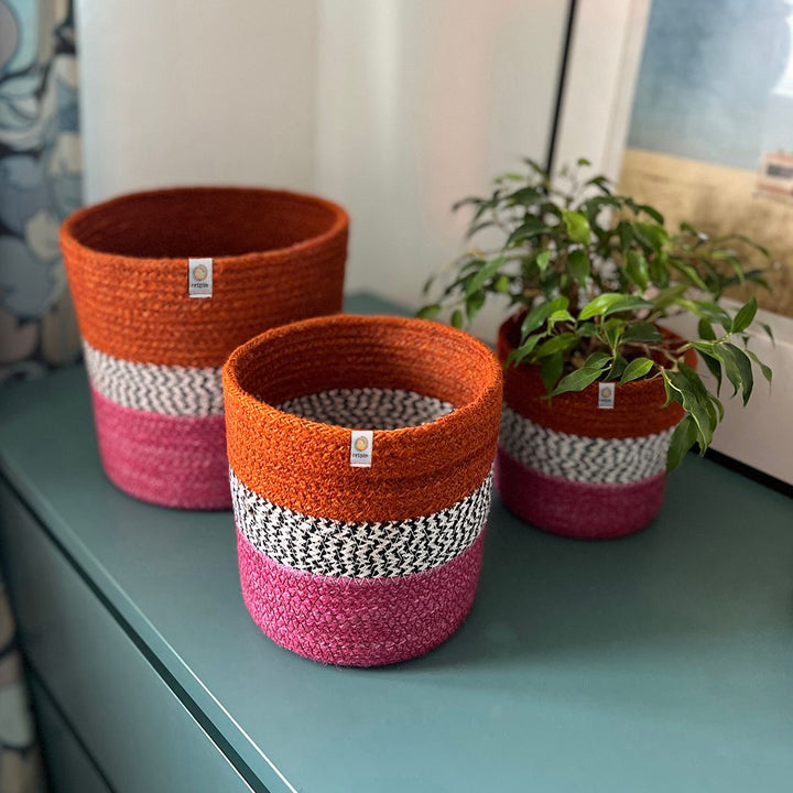 Jute ZigZag Basket Set – Fire